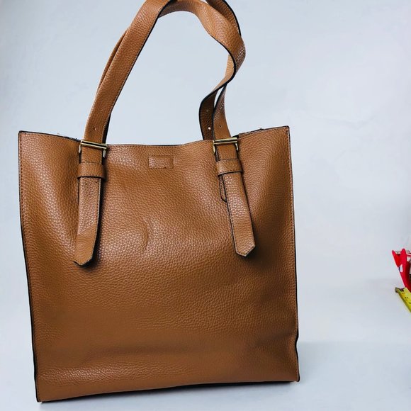 REED Tote Leather Cognac Brown Color Medium/Large - Picture 3 of 8